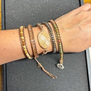 Dylan Jewelry Kelly Wrap Bracelet Jasper Stone Vegan Leather NWT